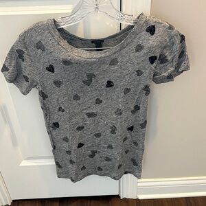 J. Crew Gray Heart Print Short Sleeve Tee